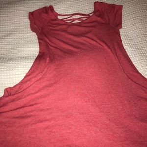 Heather coral tunic with pockets.